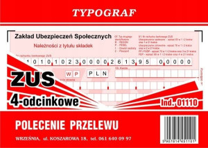 Polecenie przelewu A6 4 odcinki ZUS Typograf