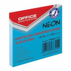 Karteczki OP 76x76mm (1x100) niebieskie neon