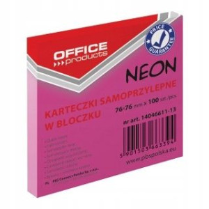 Karteczki OP 76x76mm (1x100) różowe neon
