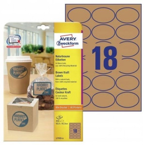 Etykiety uniwersalne 63,5 x 42,3 mm brązowe AVERY