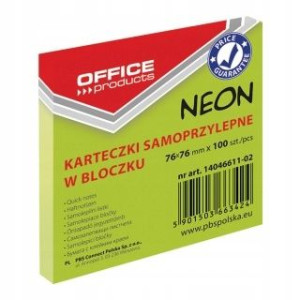 Karteczki OP 76x76mm (1x100) zielone neon