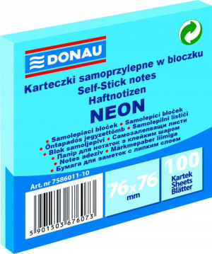 Karteczki Donau 76x76mm (1x100) niebieskie neon