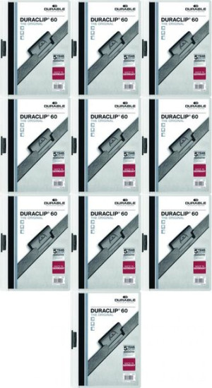 Skoroszyt plastikowy z klipsem Durable DuraClip A4 do 60 kartek biały x10