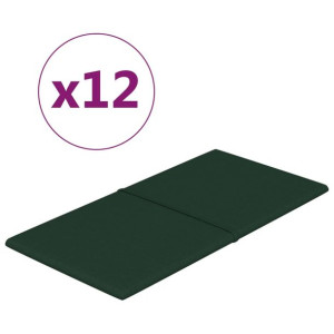 Panele ścienne, 12 szt, ciemnozielone, 60x30 cm, tkanina 2,16m²