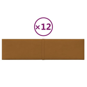 Panele ścienne, 12 szt., brązowy, 60x15 cm, aksamit, 1,08 m²