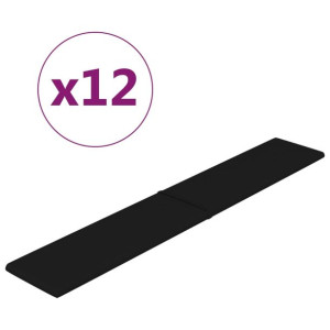 Panele ścienne, 12 szt., czarne, 90x15 cm, tkanina, 1,62 m²