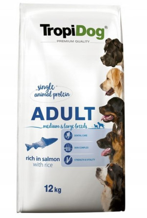 TROPIDOG Adult Medium Large Salmon 12kg GRATIS
