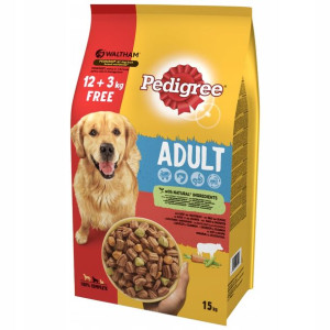 Pedigree Wołowina sucha karma 15kg GRATIS