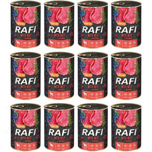Rafi dla psa wołowina borówki żurawina 12x800g