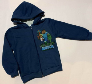 Rozpinana bluza MINECRAFT r. 116 gruba ocieplana, ciemno niebieska