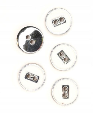Guziki ozdobne srebrne białe 13 mm 2otw. 10 szt