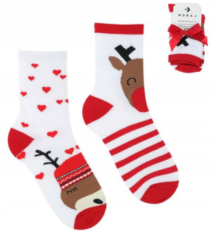SKARPETKI damskie ŚWIĄTECZNE reniferki 2 PACK 38-41 na prezent