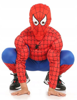 Strój  Spiderman z muskułami (kombinezon + maska)