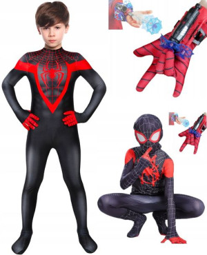 Strój Czarny Spiderman Rękawica - 110-116