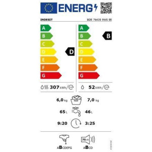 INDESIT Pralka z suszarką BDE 76435 9WS EE Klasa efektywności energetycznej