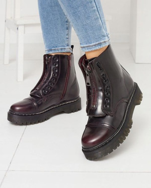 Bordowo-czarne Botki Workery A'la Martensy 38