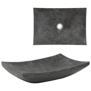 Umywalka, 50 x 35 x 12 cm, marmurowa, czarna