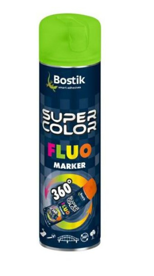Bostik Spray Super Color 500ml Fluo Marker 360 Zielony