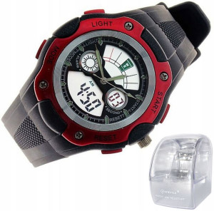 Męski Sportowy Zegarek DUAL TIME Stoper Timer
