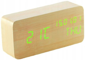 Budzik GHY-018 Xonix Baterie/Sieciowy Drewno