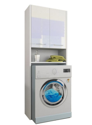 Szafka nad pralke Sezam 64x176 cm BIAŁY POŁYSK AKRYL