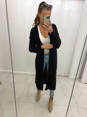 Długi kardigan Naomi długi sweter czarny UNI