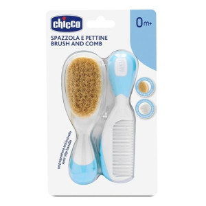  Comb zestaw szczotka z naturalnego włosia + grzebyk 0m+ Niebieski