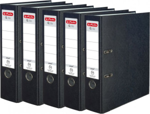Segregator Herlitz Q.file A4 szerokość grzbietu 80mm czarny x5
