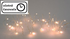 Oświetlenie LED - Drut srebrny - biała ciepła, 20 diod LED