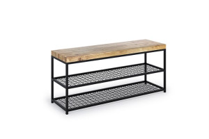 Ławka z drewnianym siedziskiem 2 cm Asa 60x35cm, półki na buty z siatki