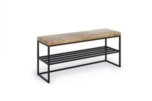 Ławeczka do przedpokoju Geri 60x35cm, dębowe siedzisko 2cm industrialna