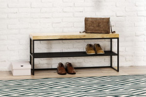 Taboret, ławka nowoczesna na korytarz przedpokój Geri 70x35cm, dąb lity 2cm