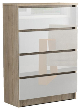 Komoda do salonu King Dąb Sonoma WYSOKI POŁYSK 60 cm AKRYL 4 szuflady