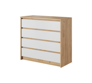 Komoda Z Szufladami 93 Cm Xara Dąb Craft Złoty + Biały