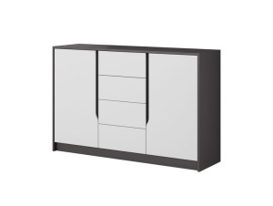 Pojemna KOMODA Szuflady Półki 138 cm SIENA  GRAFIT / BIAŁY