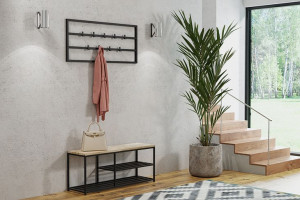 Ławka stalowa dębowe siedzisko 4cm Livi 90x30cm nowoczesny taboret loft