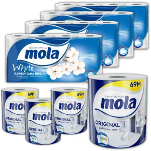 Papier toaletowy Mola White x 4 + Ręczniki papierowe Mola Original x 4