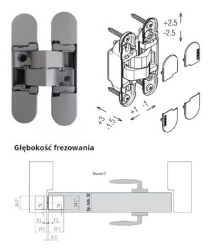 ZAWIAS WPUSZCZANY K1060 Koblenz Chrom matowy