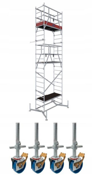 Rusztowanie jezdne aluminiowe Krause 7m Rolki 150