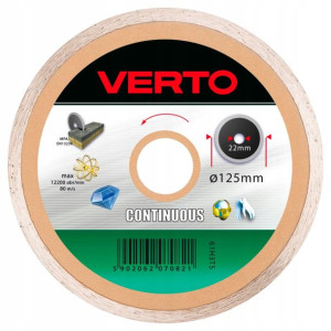 Tarcza diamentowa 125x22.2 mm, pełna VERTO 61H3T5