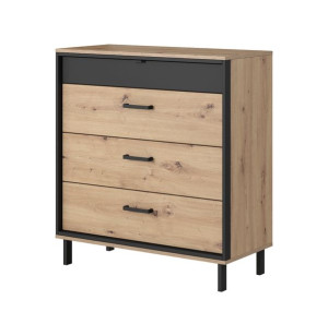 Komoda 90 Cm Szuflady Wysokie Nóżki Nero Dąb Artisan / Antracyt