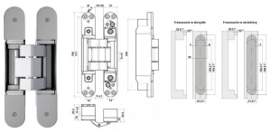 Zawias Wpuszczany Invisacta 310 3-d 120 Kg (4 Nasadki) Otlav Chrom Matowy