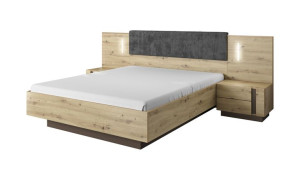 ŁÓŻKO Pojemnik Stelaż Stoliki Nocne LED 160x200 ARLET ARTISAN