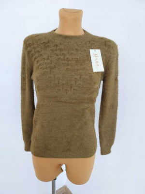 Sweter Damski Wygodny Bluzka Alpaka Brązowy