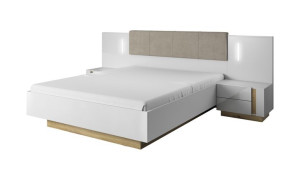 ŁÓŻKO Pojemnik Stelaż Stoliki Nocne LED 160x200 ARLET BIAŁY