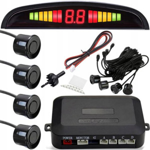 4 Czujniki Parkowania Cofania Led Lcd Przód Tył