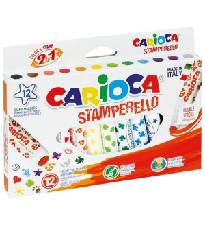 Dwustronne pisaki - stemple zestaw 12 kolorów Carioca