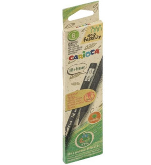 Ołówek z gumką HB Carioca EcoFamily opakowanie 6 szt.