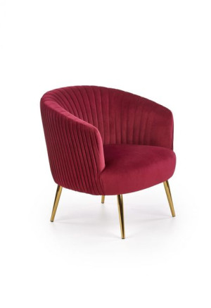 CROWN fotel wypoczynkowy bordowy-złoty Velvet