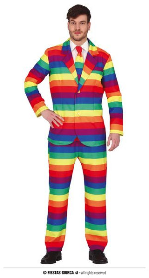 Strój Męski Garnitur Tęczowy Tęcza Rainbow Paski - M